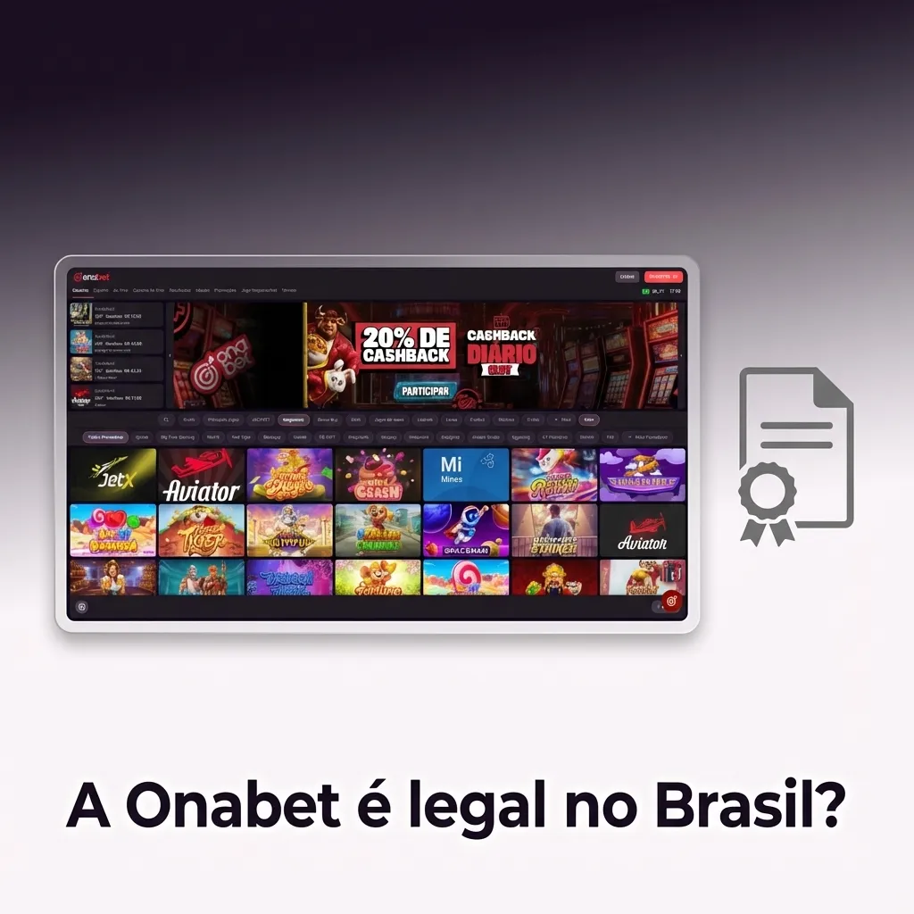 Ilustração da Onabet com bandeira do Brasil e selo de licença de Curaçao destacando operação legal para brasileiros