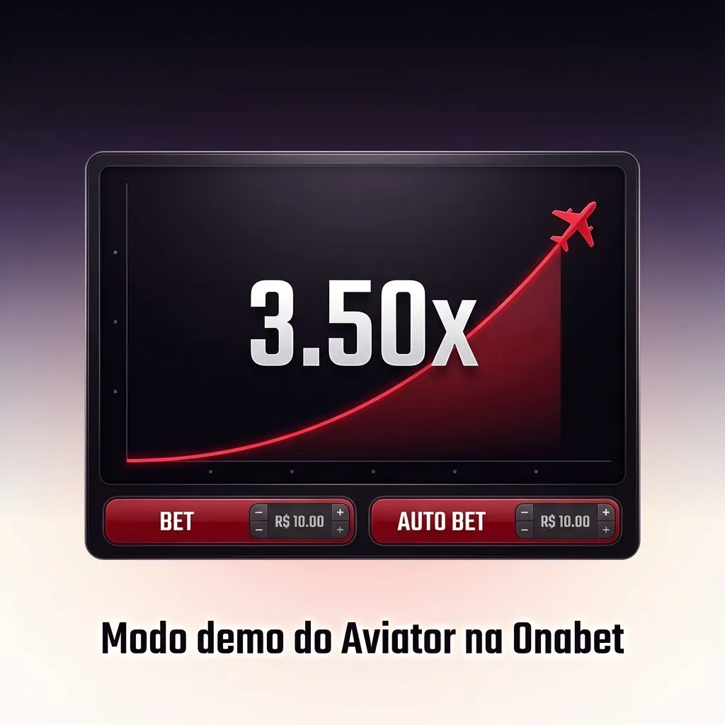 Tela do Aviator demo na Onabet mostrando avião subindo, multiplicador e apostas com dinheiro virtual, sem risco real
