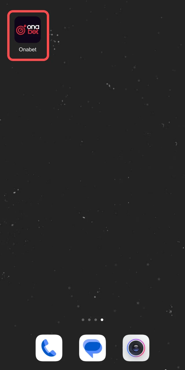 Tela de login e configuração inicial dentro do aplicativo Onabet.