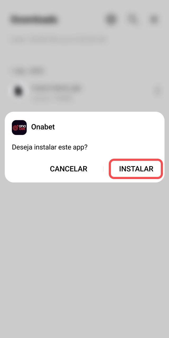 Processo de instalação do aplicativo Onabet no seu dispositivo Android.