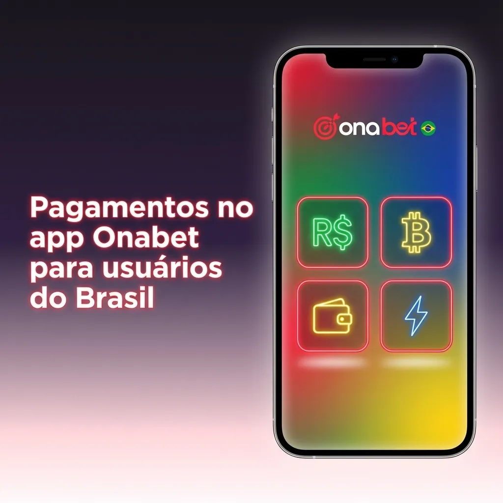 Tela do app Onabet com opções de pagamento no Brasil, destacando Pix, boleto, transferência, carteiras e cartões