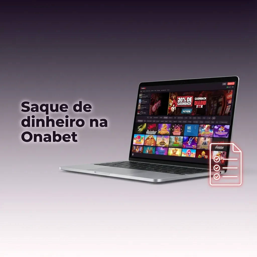 Tela da Onabet mostrando etapas de saque: seleção de método, valor, dados bancários e acompanhamento do status